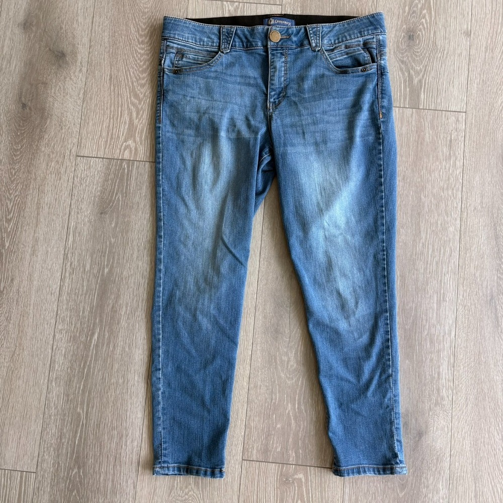 Democracy Womens Blue Denim Mid Rise Stretch Ab Solution‎ Skinny Jeans Size 14